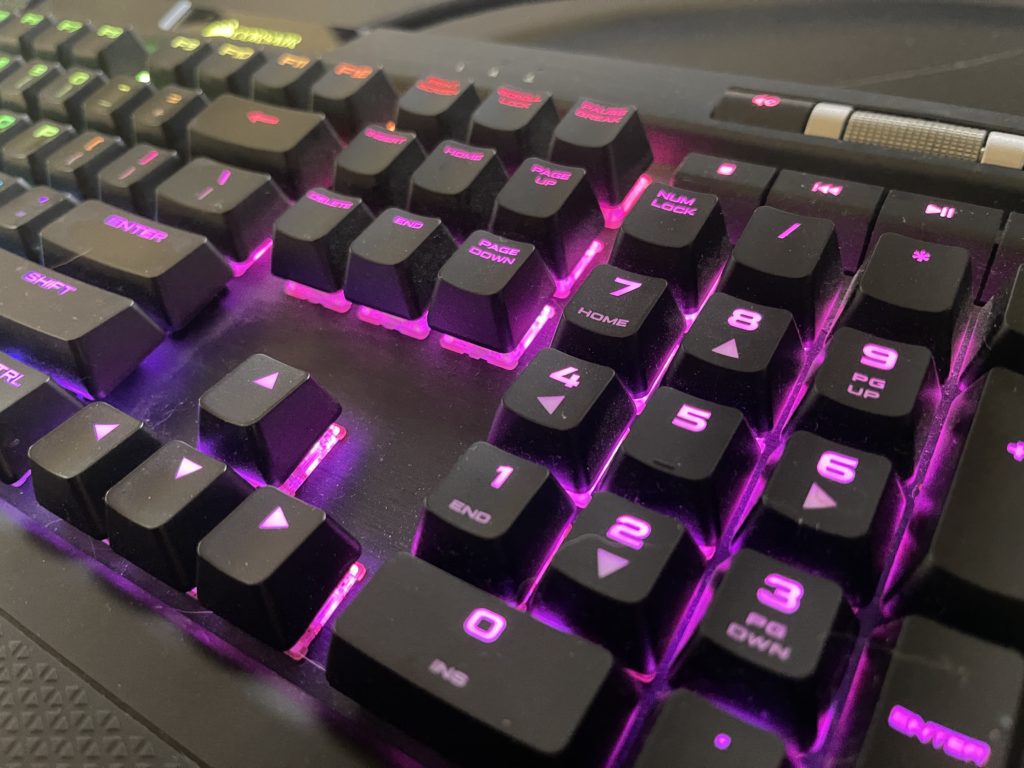 Close up of right side of Corsair K70 RGB MK.2