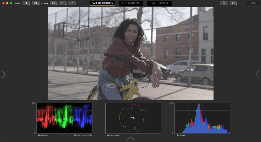 Applying a base correction with Cinema Grade