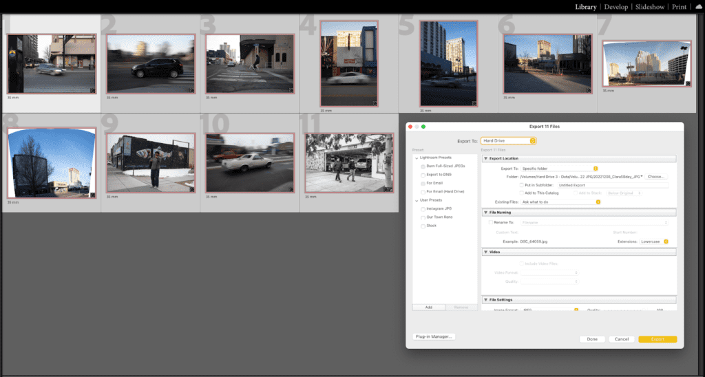 Exporting my final images